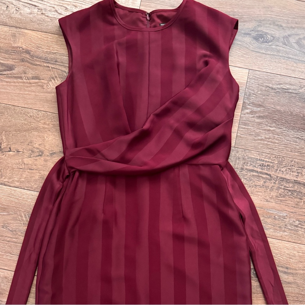 Maggy London Deep Red Striped Midi Dress